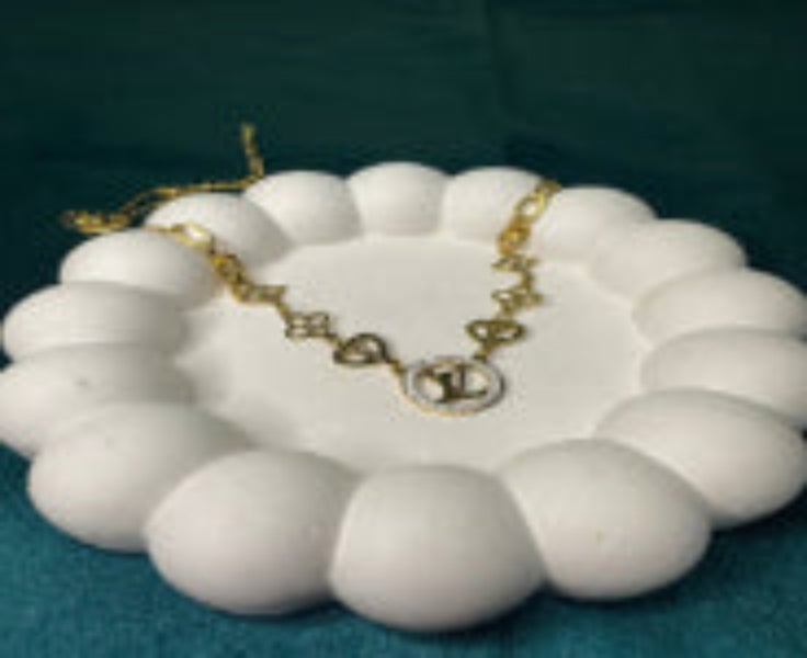 Designer Inspired Monogram Charm Link Necklace